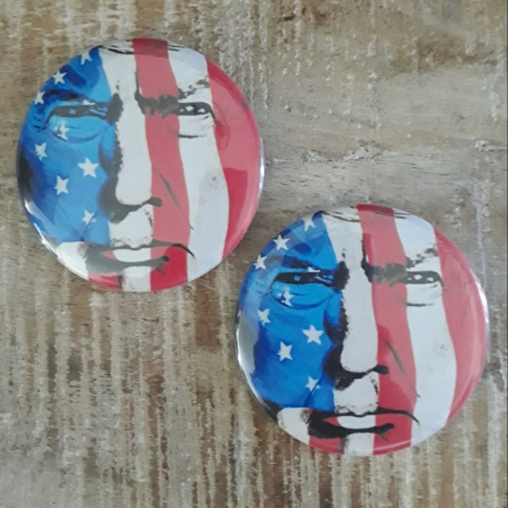 (New) Trump Flag Face Pinback Button Set
